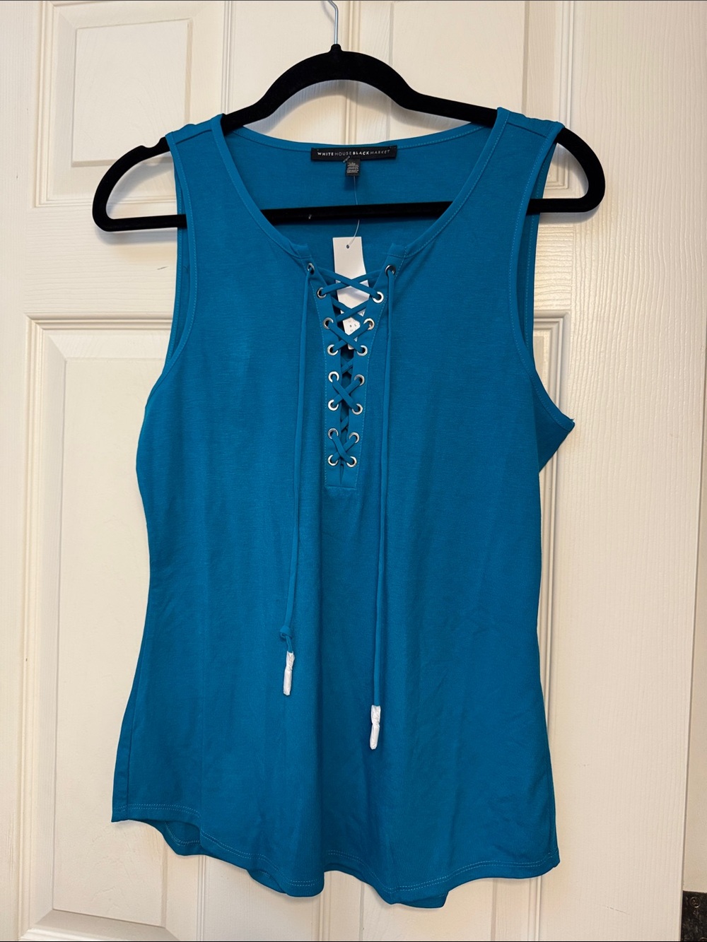 White House Black Market Teal Lace-Up Sleeveless Tank